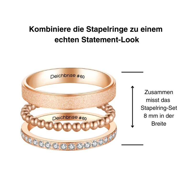 Stapelring-Set Wellenglitzern - Image 3
